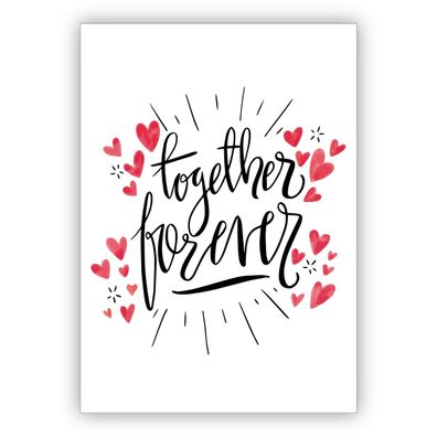 Romantische Liebeskarte als Glückwunsch zur Hochzeit oder zum Valentinstag mit vielen