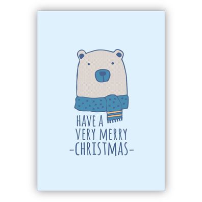 4x Tolle Weihnachtskarte für Freunde mit Eisbär: Have a very merry christmas