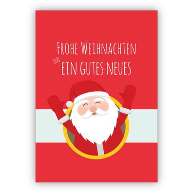 Wunderbare Retro Weihnachtsmann Weihnachtskarte: Frohe Weihnachten und ein gutes Neue
