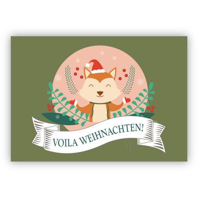 4x Niedliche Weihnachtskarte mit Weihnachts Eichhörnchen: Voila Weihnachten
