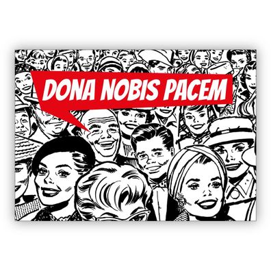 Coole Weihnachtskarte: Dona nobis pacem im 50er Jahre Retro Pop Art Stil