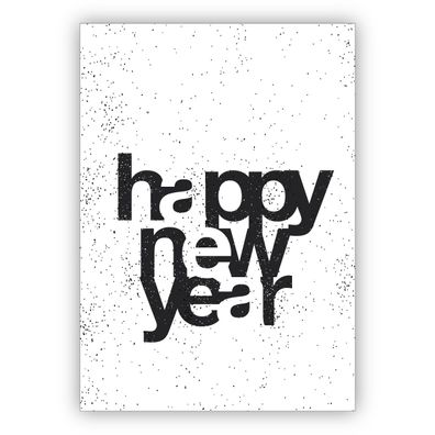 4x Trendige Silvesterkarte, Designer Neujahrsgruß: Happy new year