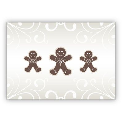 4x Süße Lebkuchen Weihnachtskarte mit Ornamenten