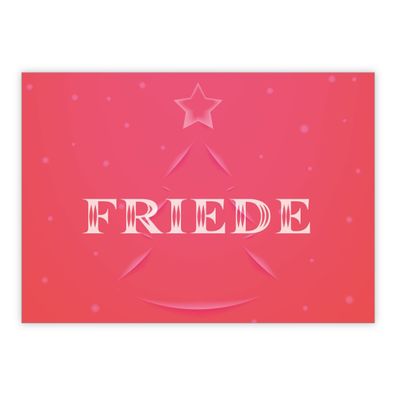 4x Moderne rosa Weihnachtskarte mit Weihnachtsbaum um Frieden zu wünschen
