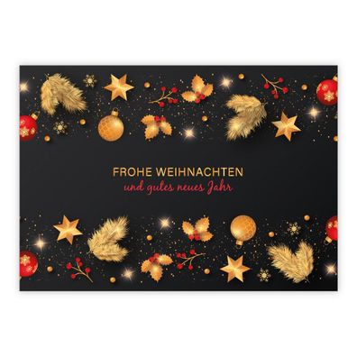 Klassische edle Weihnachtskarte mit Weihnachtsschmuck