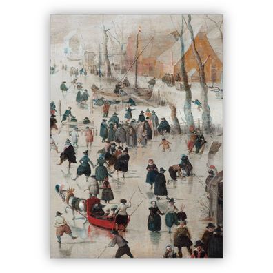 Edle Künstler Grußkarte: Hendrick Avercamp, ca 1608 - Winter Landschaft mit Eisläufer
