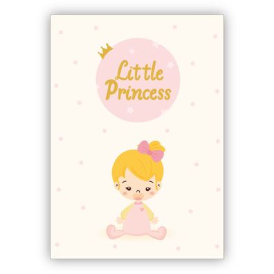 Süße Glückwunschkarte zur Geburt eines Mädchen mit kleinem Baby Girl: Little princess