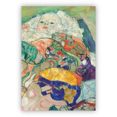 4x Schöne Künstler Grußkarte: Gustav Klimt, 1917,1918 - Baby (Wiege)