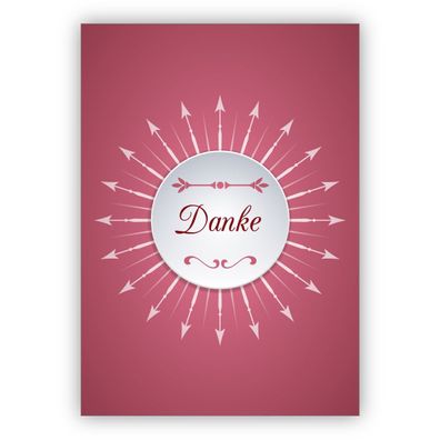 4x Wunderschöne elegante Dankeskarte mit Sternen Motiv, rosa: Danke