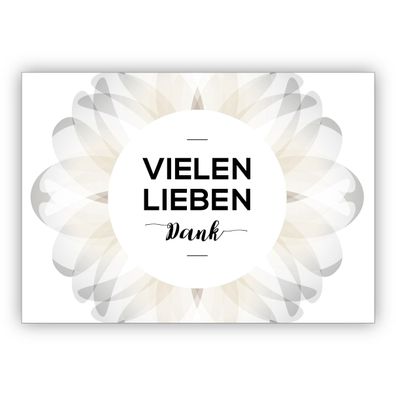 4x Schöne elegante Dankeskarte mit zarter Blüte: Vielen liebe Dank