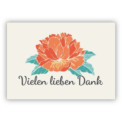 Edle Blumen Dankeskarte mit Hibiskusblüte, beige: Vielen lieben Dank