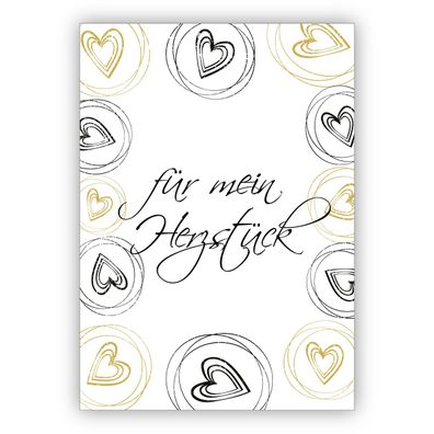 4x Liebevolle Glückwunschkarte, Geburtstagskarte mit Herzen: Für mein Herzstück