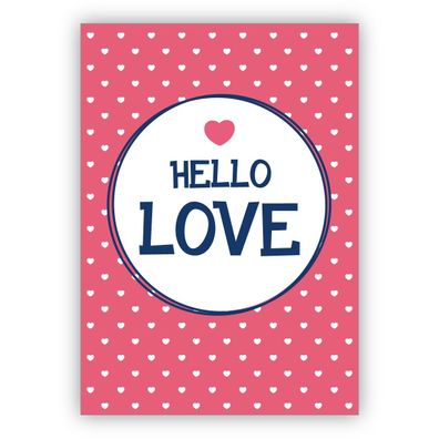 4x Romantische Liebeskarte, Valentinskarte mit vielen Herzen: Hello Love