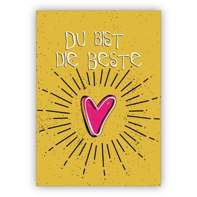 Coole Liebeskarte, romantische Motivationskarte mit Herz: Du bist die Beste
