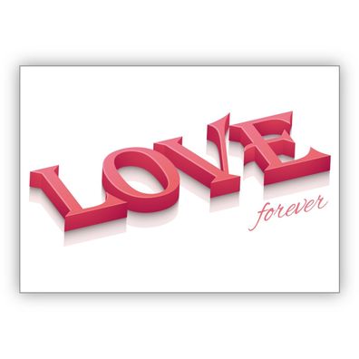 4x Edle reduzierte Typo Liebeskarte, Valentinskarte: Love forever