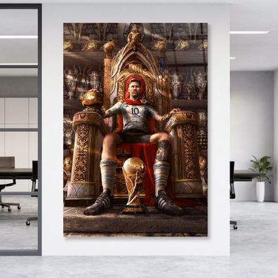 Modern Wandbild Fußball Messi König 10 Acrylglas + Aluminium , Leinwand , Poster