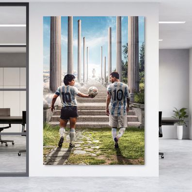 Modern Wandbild Fußball Messi Maradona Kings Acrylglas + Aluminium , Leinwand, Poster