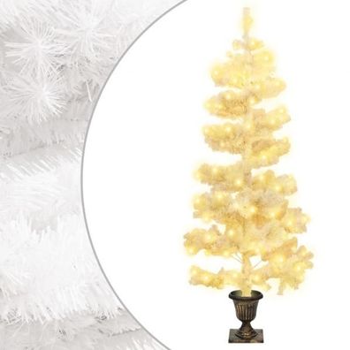 Spiral-Weihnachtsbaum mit Topf und LEDs Weiß 120 cm PVC