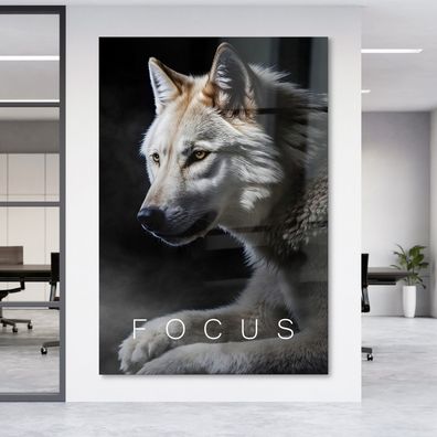 Geschäf Wandbild Motivationstext, Wolf tier Acrylglas Aluminium , Leinwand, Poster