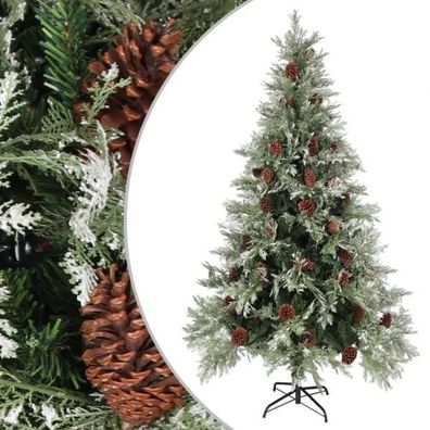 Weihnachtsbaum mit Zapfen Grün und Weiß 195 cm PVC & PE