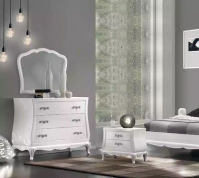 Kommode mit Spiegel Holz Kommoden Modernes Möbel Schlafzimmer Weiß Neu