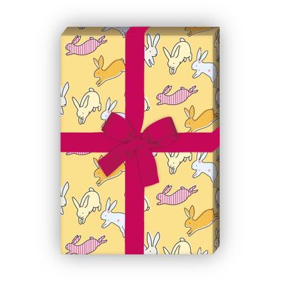 Sonniges Oster Geschenkpapier mit Hasen Kaninchen - G12311, 32 x 48cm