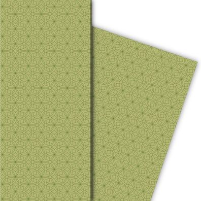 Stern Blumen Geschenkpapier mit orientalisch anmutendem Mosaik, grün - G8276, 32 x 48