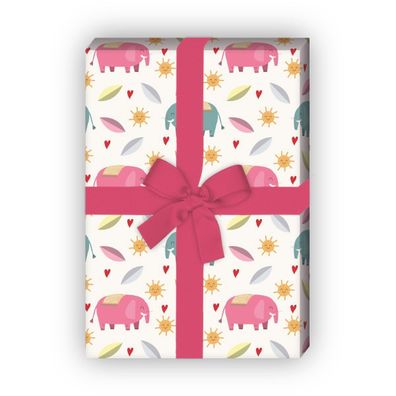 Süßes sonniges Baby Geschenkpapier mit Elefanten - G12327, 32 x 48cm