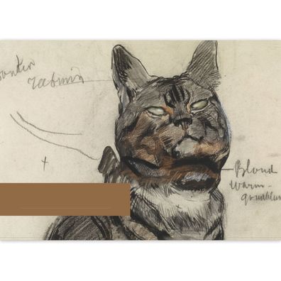 Tier DIN A3 Malblock Kunst Motiv Jan van Essen: Katze mit Farbnotizen - Bq 11460