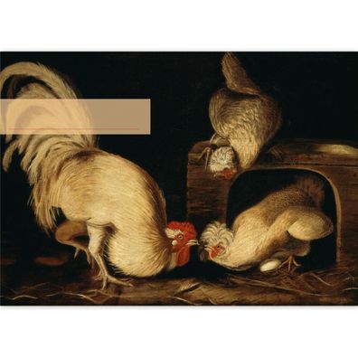 Tier DIN A3 Malblock Motiv John James Audubon: Bauerhhof Hühner, c. 1827 - Bq 11430