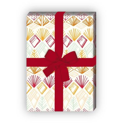 Tolles ethno Geschenkpapier zum Einpacken mit indianischen Mustern, gelb - G10217, 32