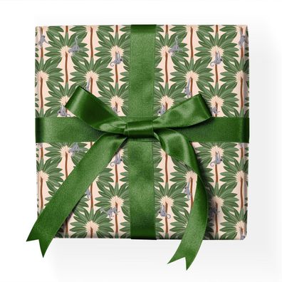 Tolles tropisches Geschenkpapier mit fröhlichen Affen und Palmen, grün beige - G22197
