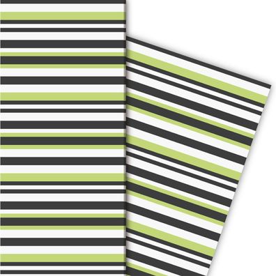 Trend Designer Streifen Geschenkpapier für liebevolle Geschenke, grün - G5197, 32 x 4