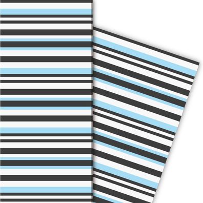 Trend Designer Streifen Geschenkpapier für liebevolle Geschenke, hellblau - G5198, 32