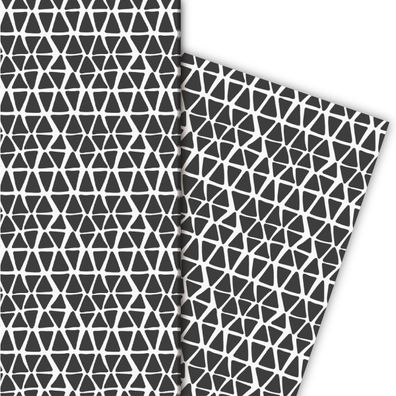 Trendiges handgemaltes Designer Geschenkpapier, schwarz weiß - G5201, 32 x 48cm