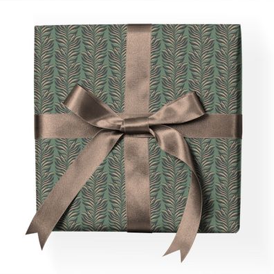 Tropisches grafisches Geschenkpapier mit tropischen Blatt-Ranken, grün - G22136, 32 x
