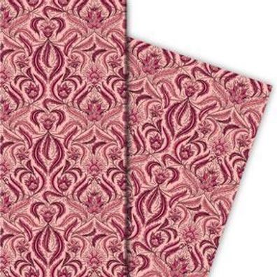 Vintage Geschenkpapier mit klassischem Paisley Muster, rosa - G10186, 32 x 48cm