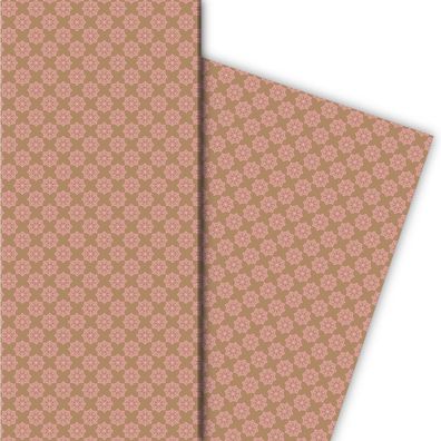 Vintage Sternen Geschenkpapier im geometrischen Retro Design, rosa - G8338, 32 x 48cm