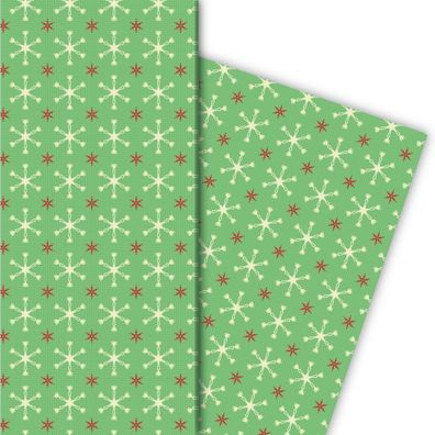 Weihnachts Geschenkpapier mit Sternen Muster in grün - G6327, 32 x 48cm