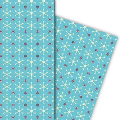 Weihnachts Geschenkpapier mit Sternen Muster in hellblau - G6330, 32 x 48cm