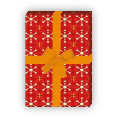 Weihnachts Geschenkpapier mit Sternen Muster in rot - G6329, 32 x 48cm