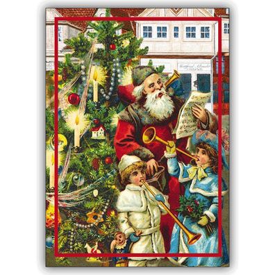 Weihnachtskarte Advent Grußkarte mit Weihnachtsmann, DIN A6 gefaltet, inkl. Umschlag