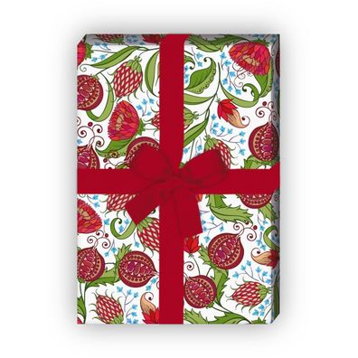 Wunderschönes Geschenkpapier für tolle Geschenke mit Granatäpfeln, weiß - G10255, 32