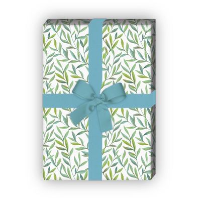 Wunderschönes leichtes Geschenkpapier mit Laub Blättern, grün - G10167, 32 x 48cm