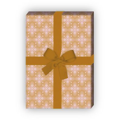 zartes Geschenkpapier Set, Dekorpapier mit Jugendstil Orchideen, beige - G8571, 32 x
