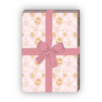 Zartes Oster Geschenkpapier mit klassischen Ostereiern, Designpapier, rosa - G11874,