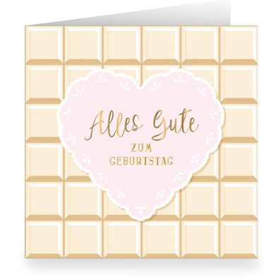 Zuckersüße Geburtstagskarte im Schokoladen Look mit Herz innen weiß: Alles Gute zum G