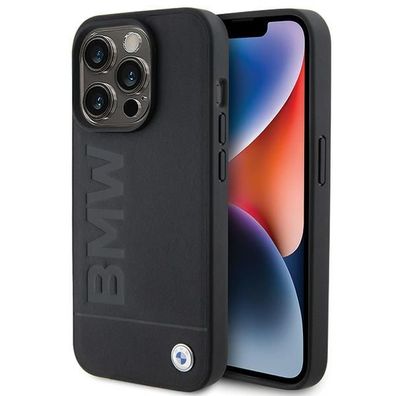Handyhülle Case iPhone 15 Pro Max BMW MagSafe kompatibel Echtleder schwarz