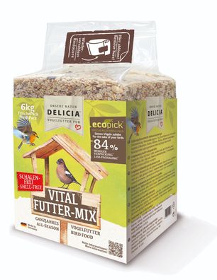 5,36€/ kg) Delica Energie Futter-Mix Picknic 6 kg ganzjahres Futter für Vögel
