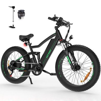 26" E Bike mit Doppelter Stoßdämpfer, Herren/ Damen Elektrofahrrad, E-Mountainbike